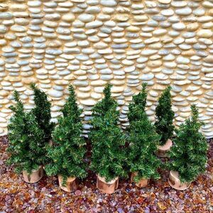 Lot of 10 Ten Miniature Christmas Trees on Tree Stumps. EUC. Decor Holiday
